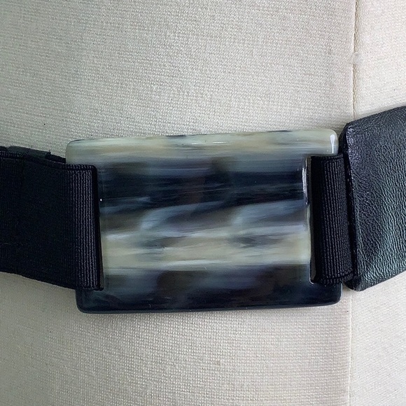 Sandy Duftler Designs Tortoiseshell and Leather elastic wide belt size S EUC main image 7